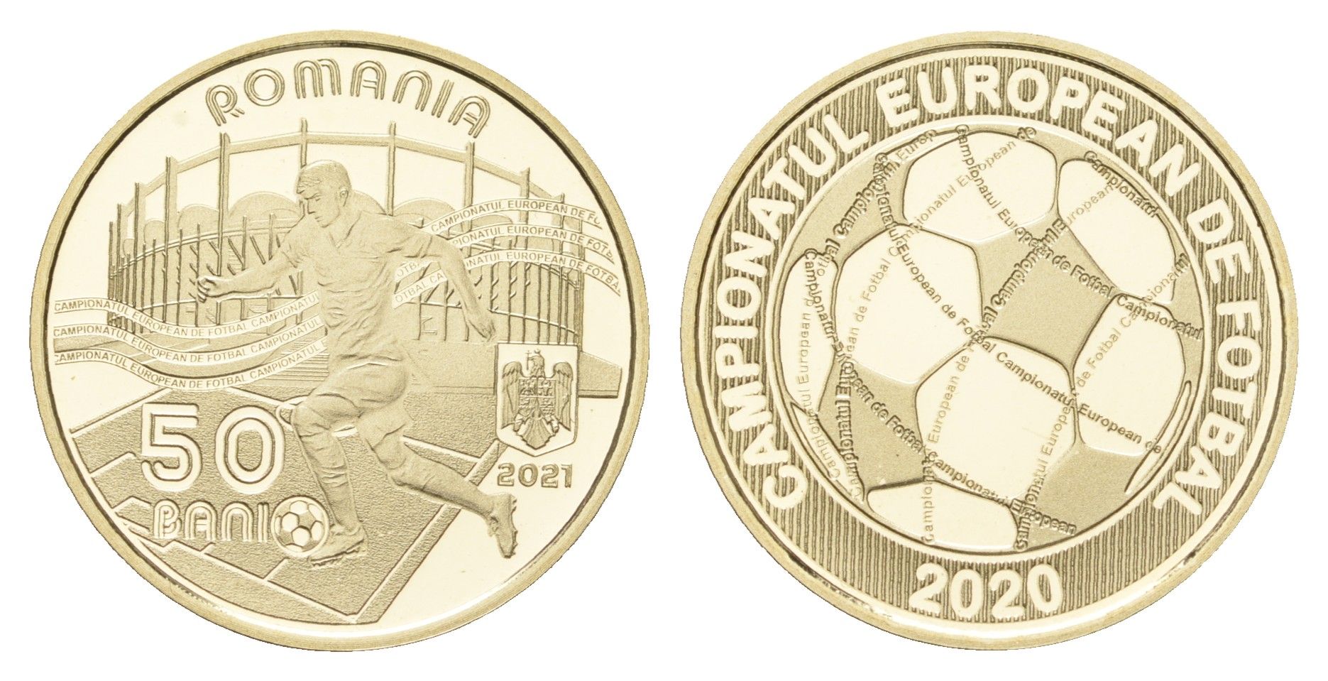 Румыния 50 бань (бани) 2021 УЕФА Чемпионат Европы по футболу 2020 KM 481 никель латунь PROOF 11-251-55