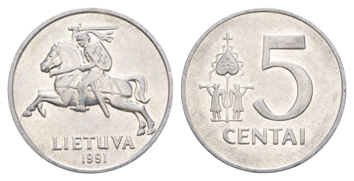 Литва 5 центов 1991 KM 87 алюминий 4633-845