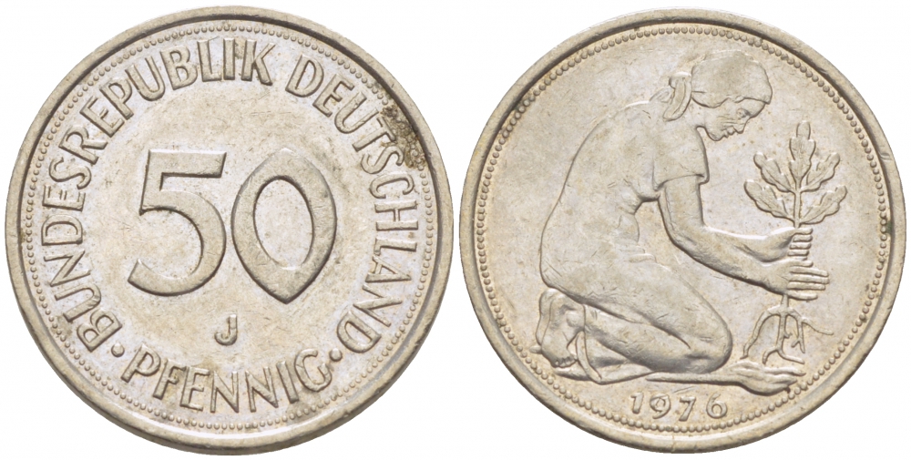 ФРГ 50 пфеннигов 1976 J KM 109.2, J 384a медно-никель 4609-724