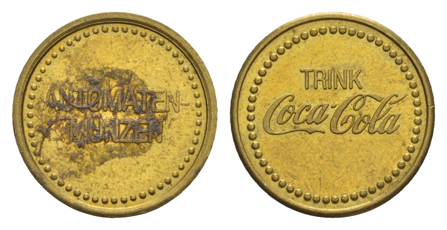 Европа жетон Coca Cola диаметр 18,5 мм, вес 4,6 гр латунь aUNC 4655-666