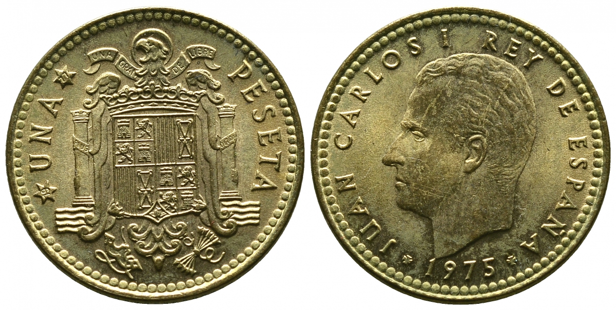 Испания 1 песета 1975 (79) Хуан Карлос I (1975-2014) KM 806 алюминиевая бронза 4381-524