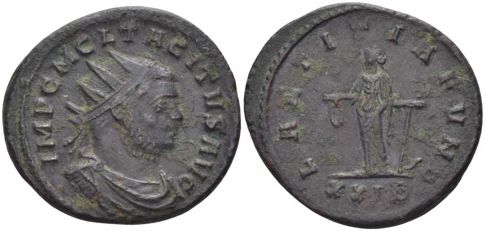 Римская Империя аврелианиан 275 Тацит LAETITIA FVND Рим Good Very fine RIC 89 бронза 1073-16-86