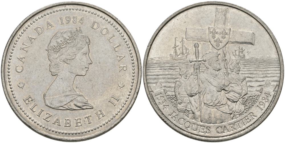 Канада 1 доллар 1984 Жак Картье KM 141 никель UNC 97-146