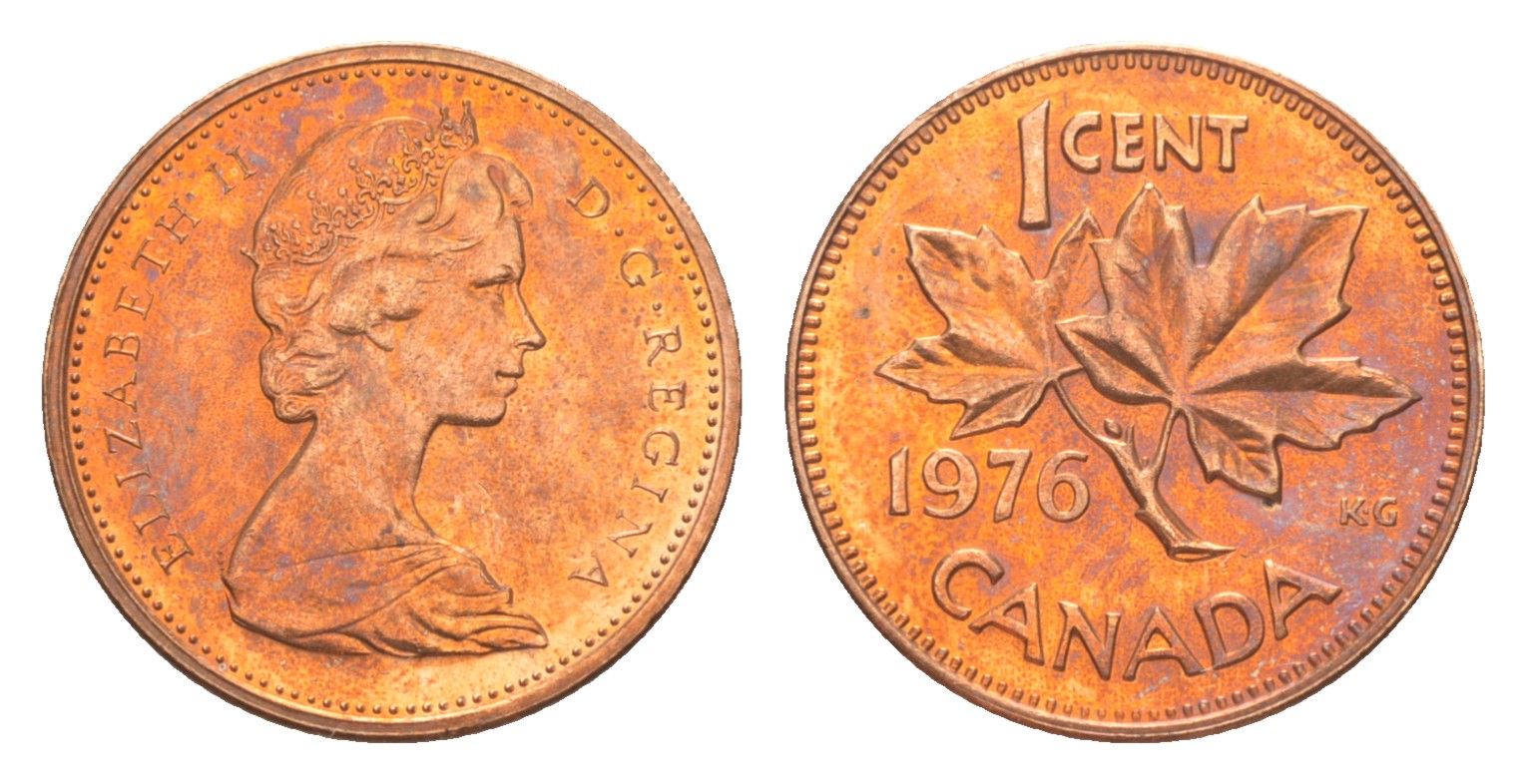 Канада 1 цент 1976 Елизавета II (1952-2022), кленовый лист KM 59 бронза aUNC 4639-348