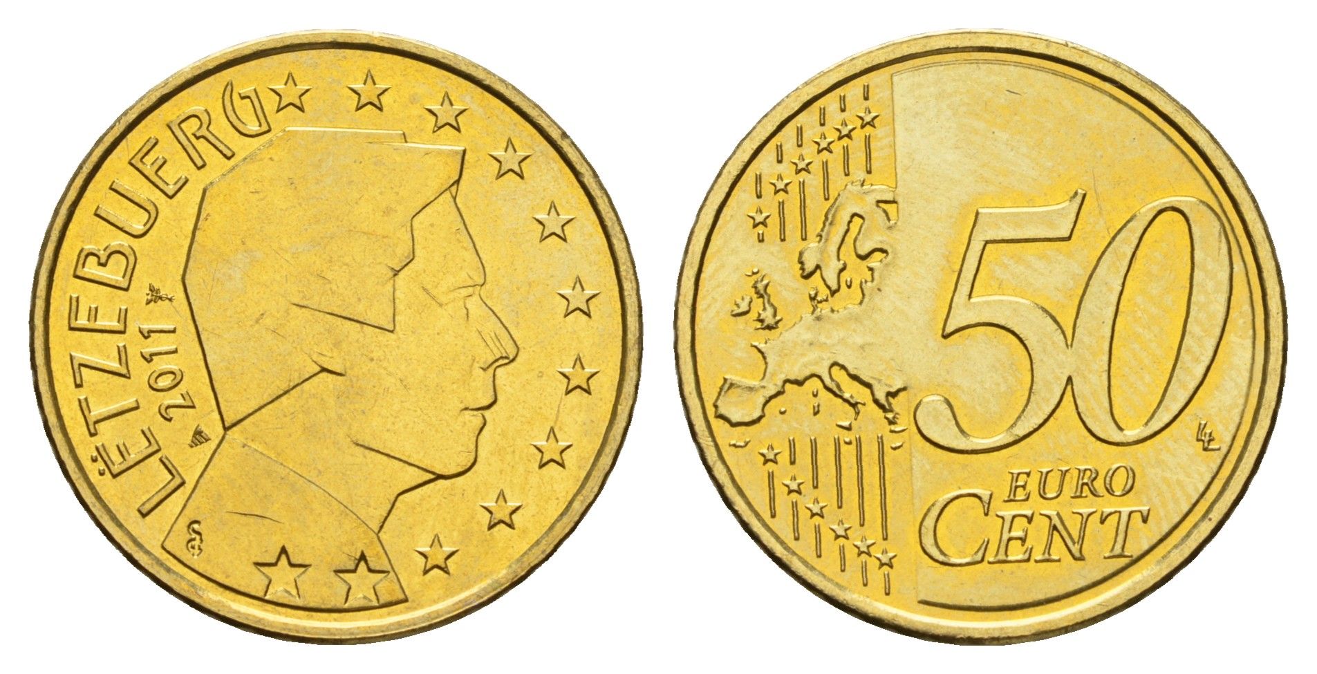 Люксембург 50 евроцентов 2011 KM 91 нордик UNC 217-737