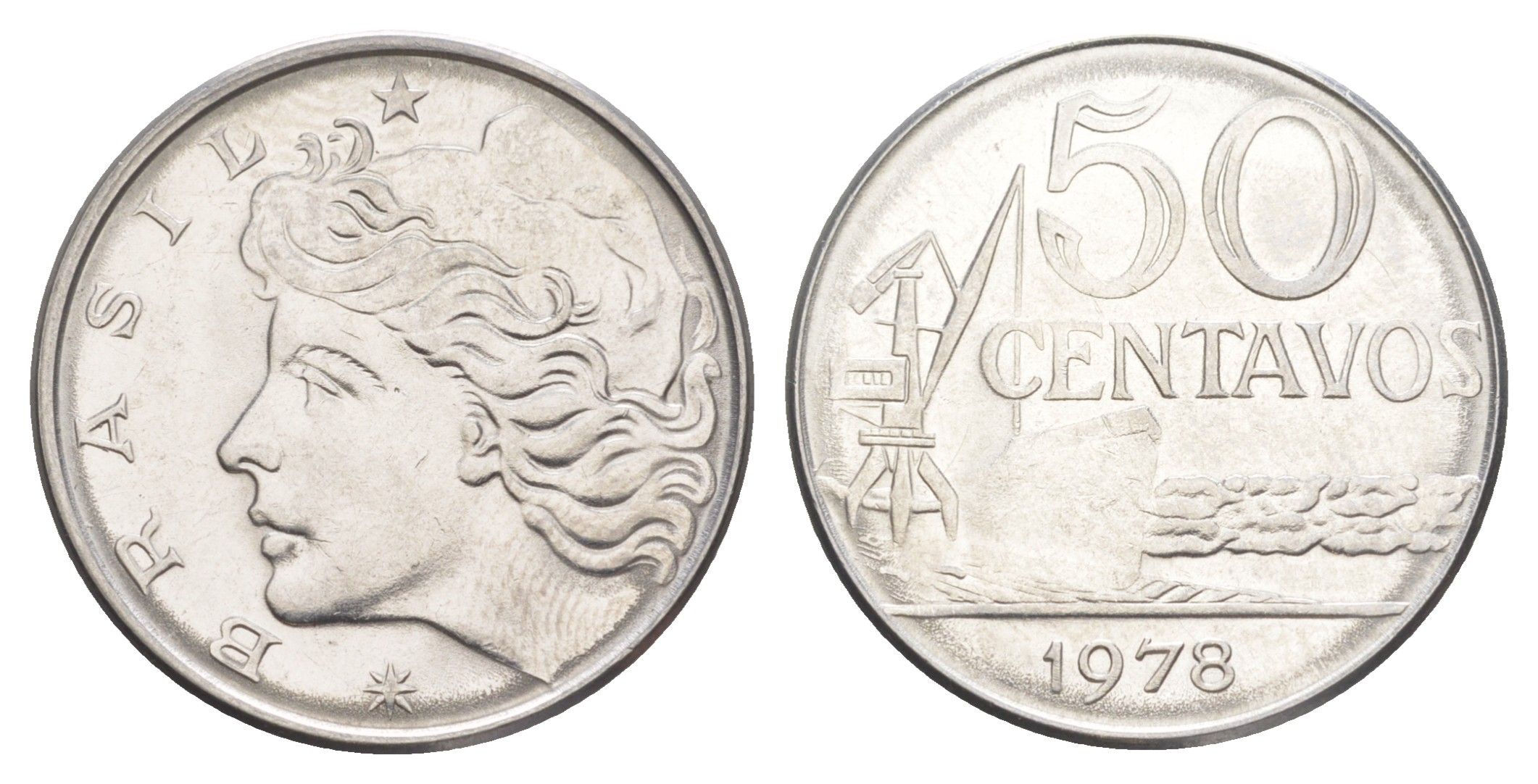 Бразилия 50 сентаво 1978 KM 580b нержавеющая сталь UNC 4642-1135