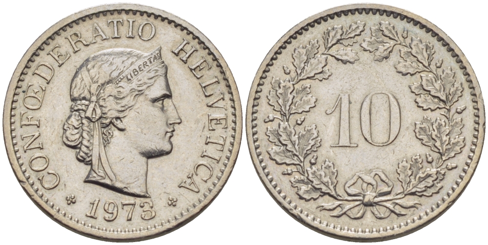 Швейцария 10 раппенов 1978 KM 27 медно-никель 66-421