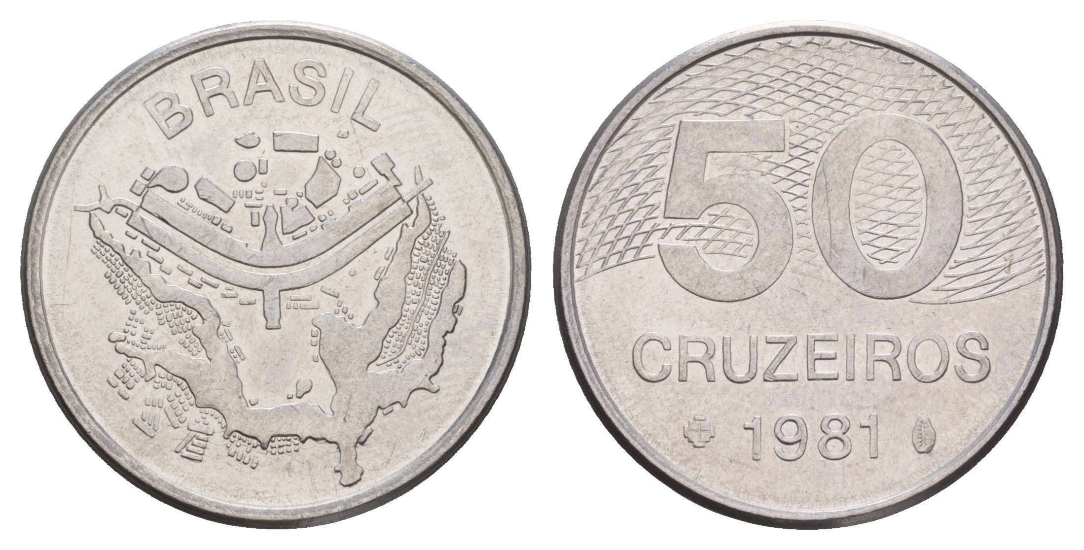 Бразилия 50 крузейро 1981 KM 594.1 нержавеющая сталь 4657-121