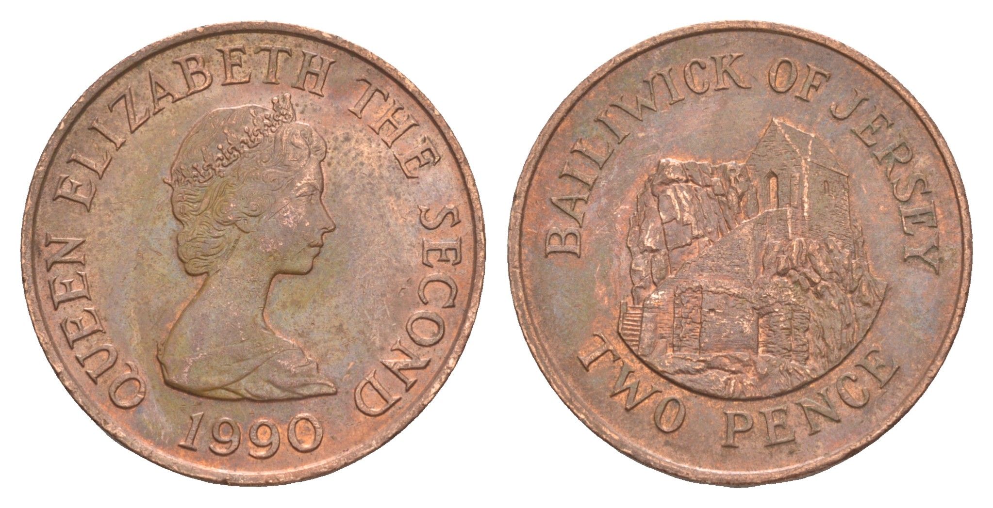 Джерси 2 пенса 1990 Елизавета II (1952-2022), Сент-Хелиер KM 55 бронза 4652-541