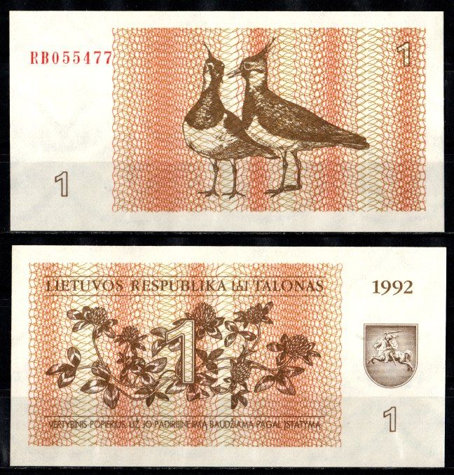Литва 1 талон 1992 Pick 39 бумага UNC (пресс) 7205-38-2-2