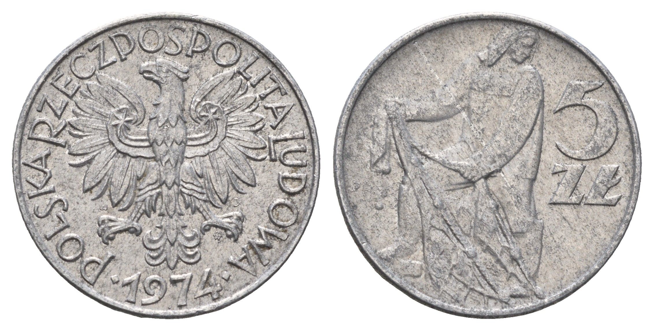 Польша 5 злотых 1974 Y 47 алюминий 221-1115