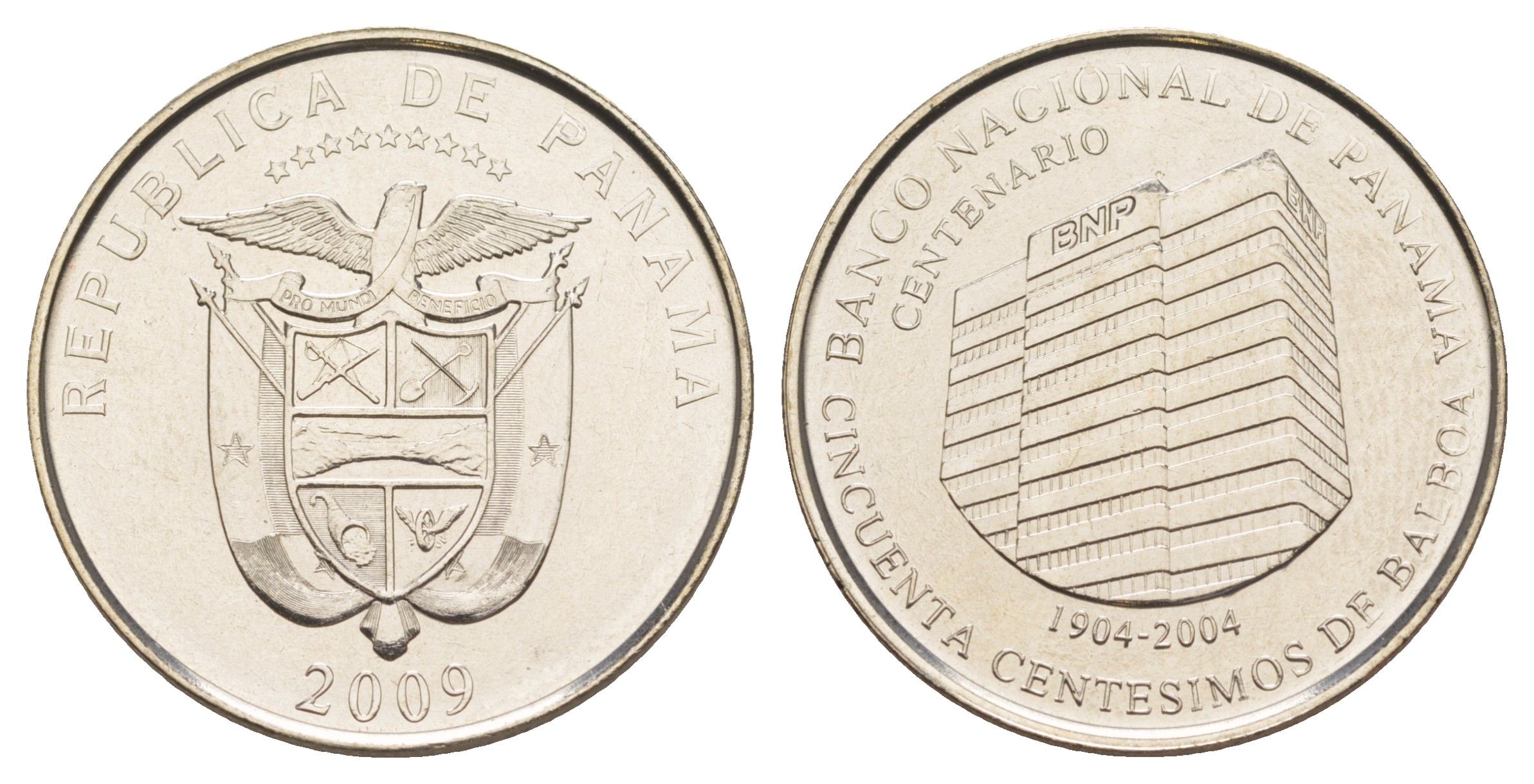 Панама 1/2 бальбоа (50 сентесимо) 2009 100 лет Национальному банку Панамы KM 139 медь плакированная медно-никелем UNC 4645-145