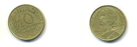ФРАНЦИЯ 10 САНТИМОВ 1977 ТИП MARIANNE KM 929 медь алюминий никель 54-1516