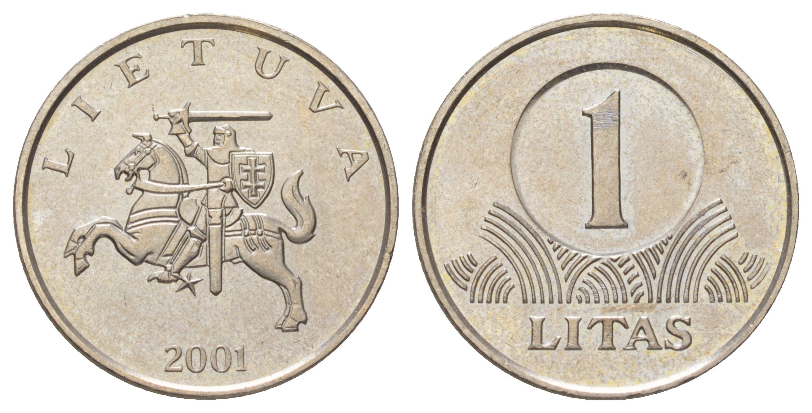 Литва 1 лит 2001 KM 111 медно-никель UNC 4624-713