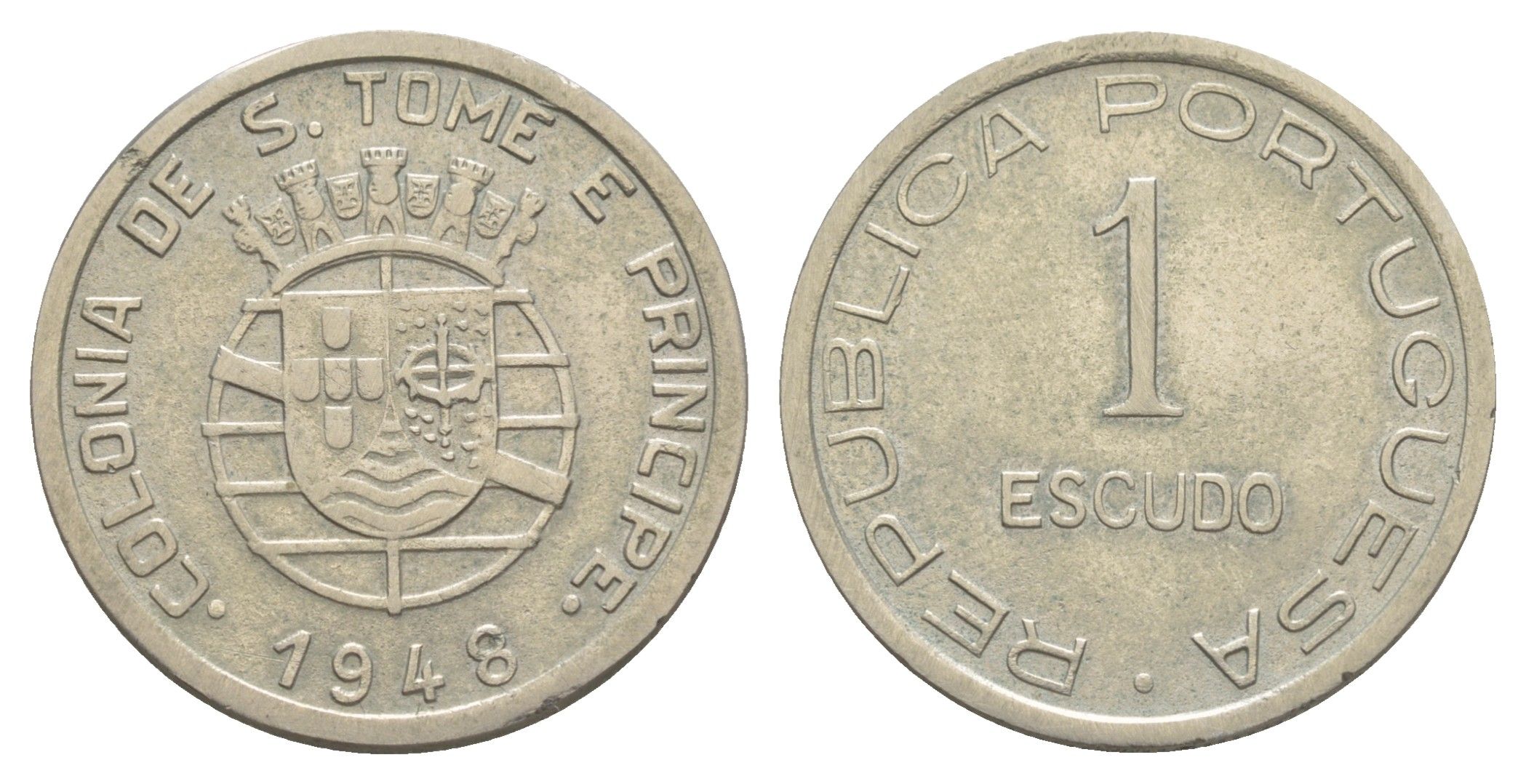 Сан-Томе и Принсипи 1 эскудо 1948 KM 9 никель латунь 1522-1434