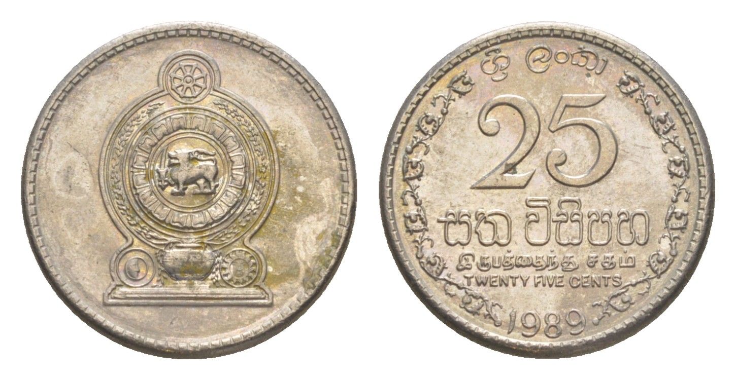 Шри-Ланка 25 центов 1989 KM 141.2 медно-никель 4614-1126