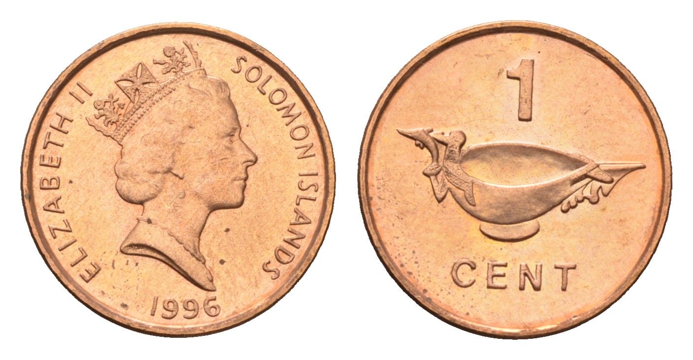 Соломоновы Острова 1 цент 1996 KM 24 сталь плакированная бронзой UNC 4627-864
