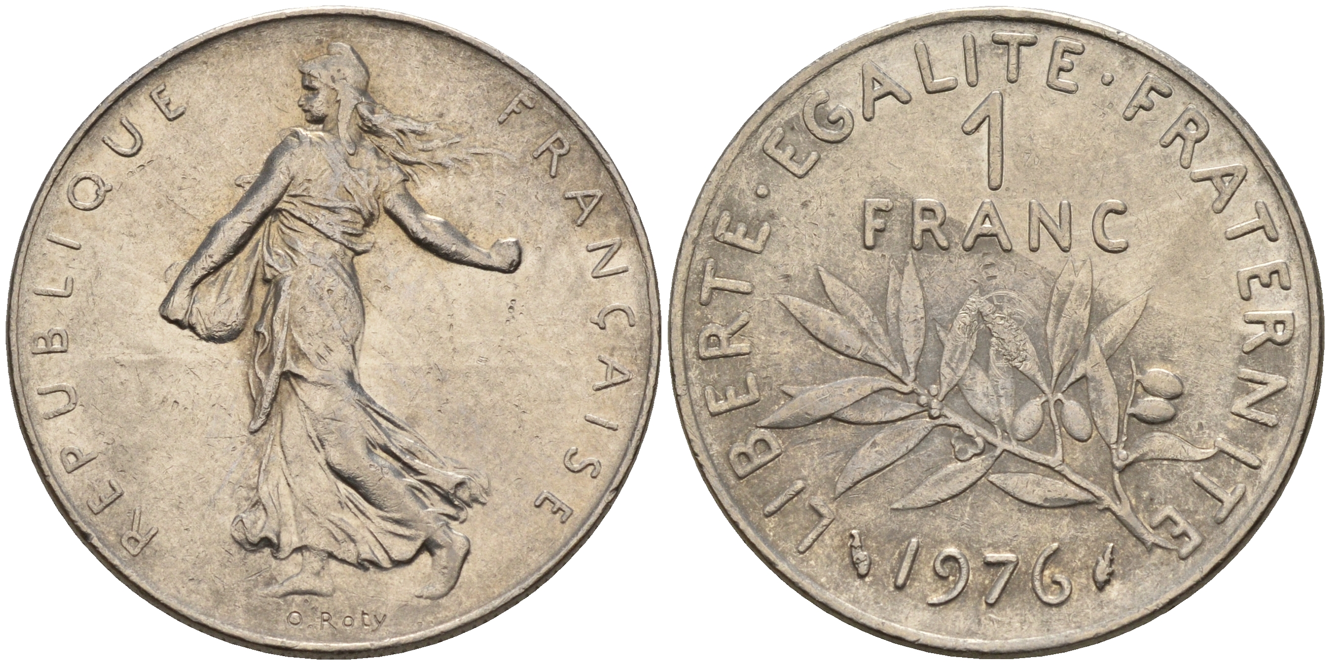 Франция 1 франк 1976 сеятель KM 925.1 никель    4153-445