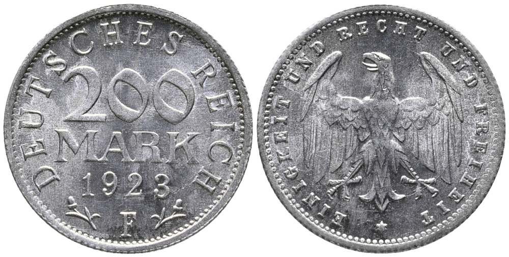 ГЕРМАНИЯ 200 МАРОК 1923 F KM 35, J. 304 алюминий 24-845