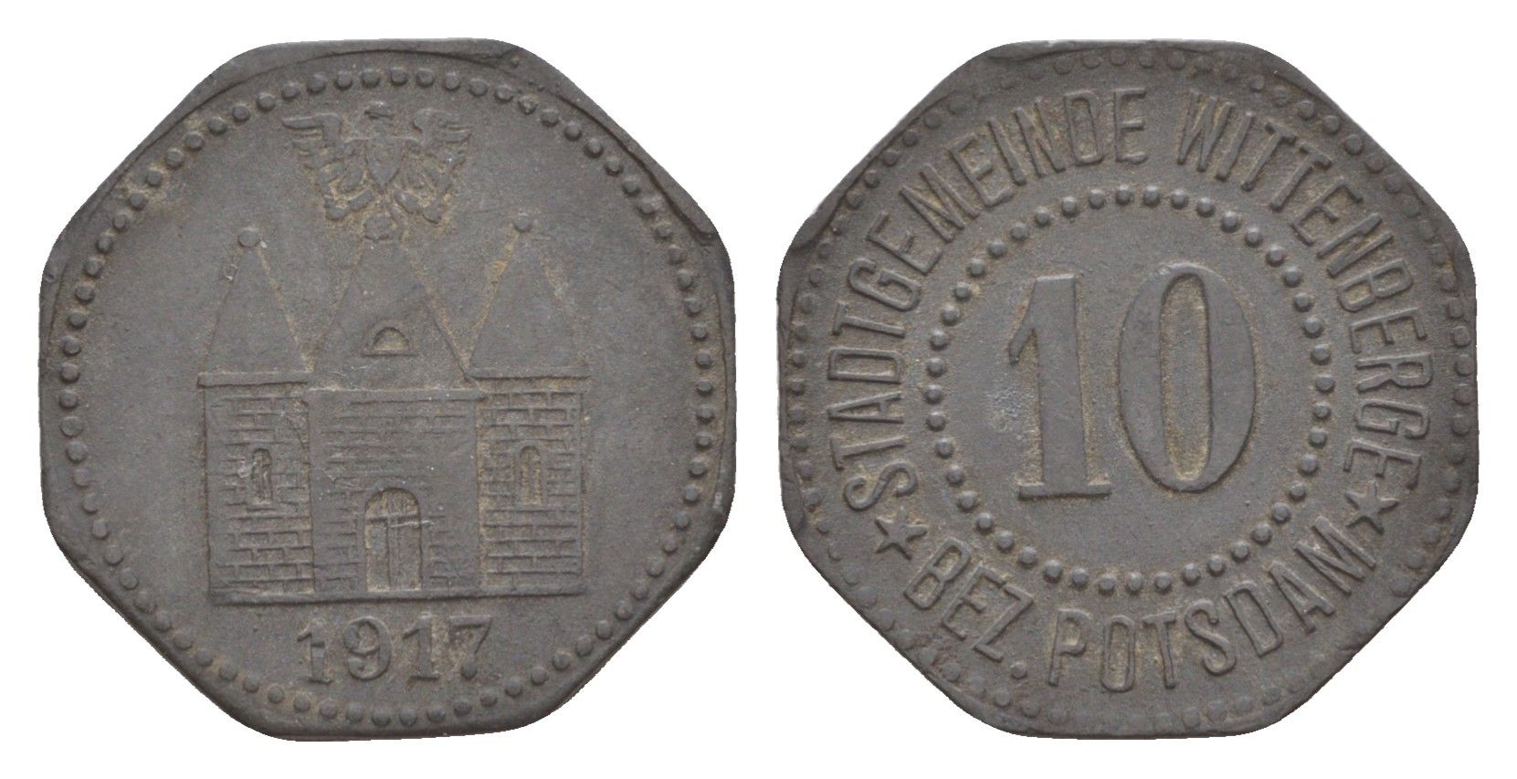 Виттенберге 10 пфеннигов 1917 Funck 606.2, Men18 34522.2 цинк 4532-833