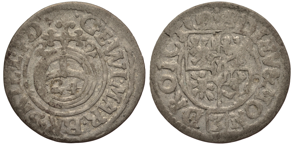 Бранденбург-Пруссия 1/24 талера 1622 Георг Вильгельм (1619-1640), вес 0,91 гр. KM 106 серебро 1516-135