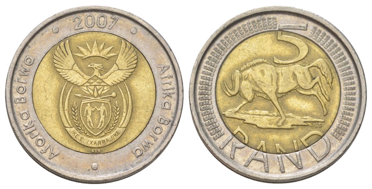 ЮАР 5 рандов 2007 KM 346 биметалл 4626-851