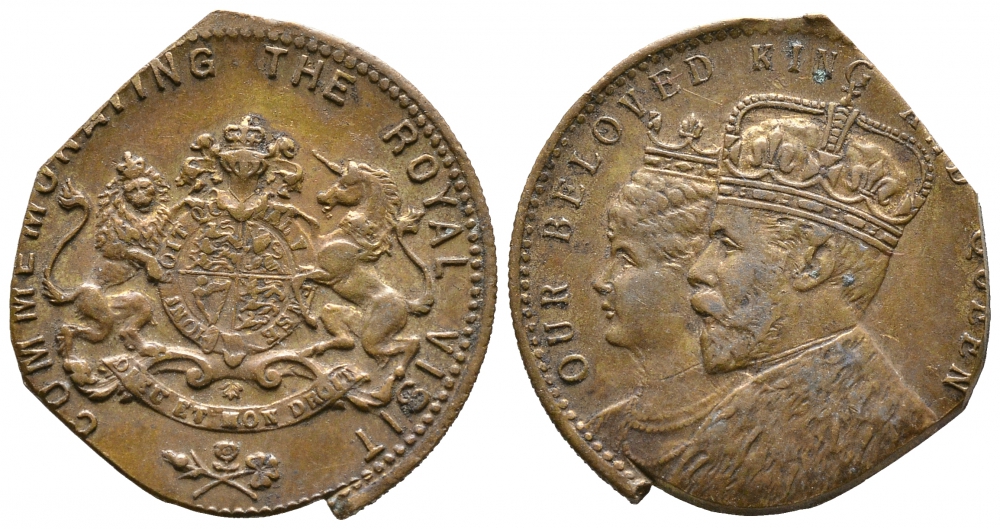 АНГЛИЯ МЕДАЛЬ ND КОРОЛЕВСКИЙ ВИЗИТ желтый металл 4390-434