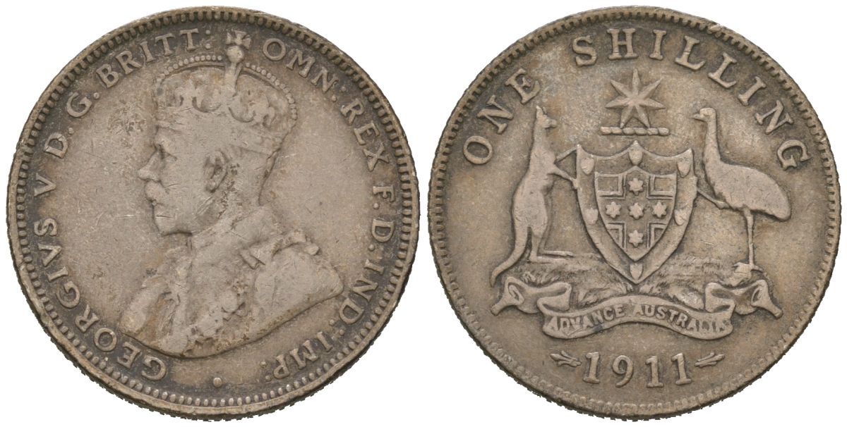 Австралия 1 шиллинг 1911 Георг V (1910-1936) KM 26 серебро 4364-3043