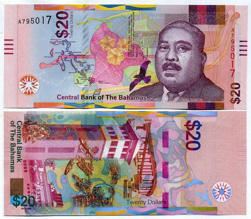 Багамские острова 20 долларов 2018 сэр Майло Боутон Батлер, порт Нассау Pick 80 бумага UNC (пресс) 451-440-2
