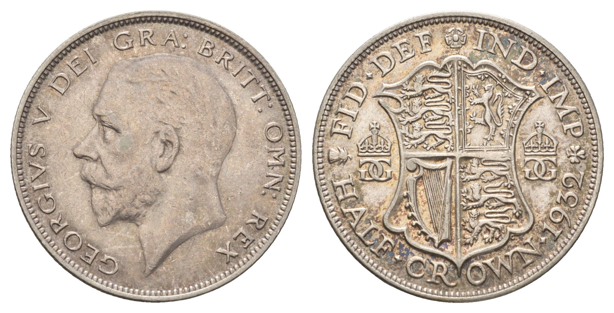 Великобритания 1/2 кроны 1932 Георг V (1910-1936) KM 835, Spink 4037 серебро 270-312