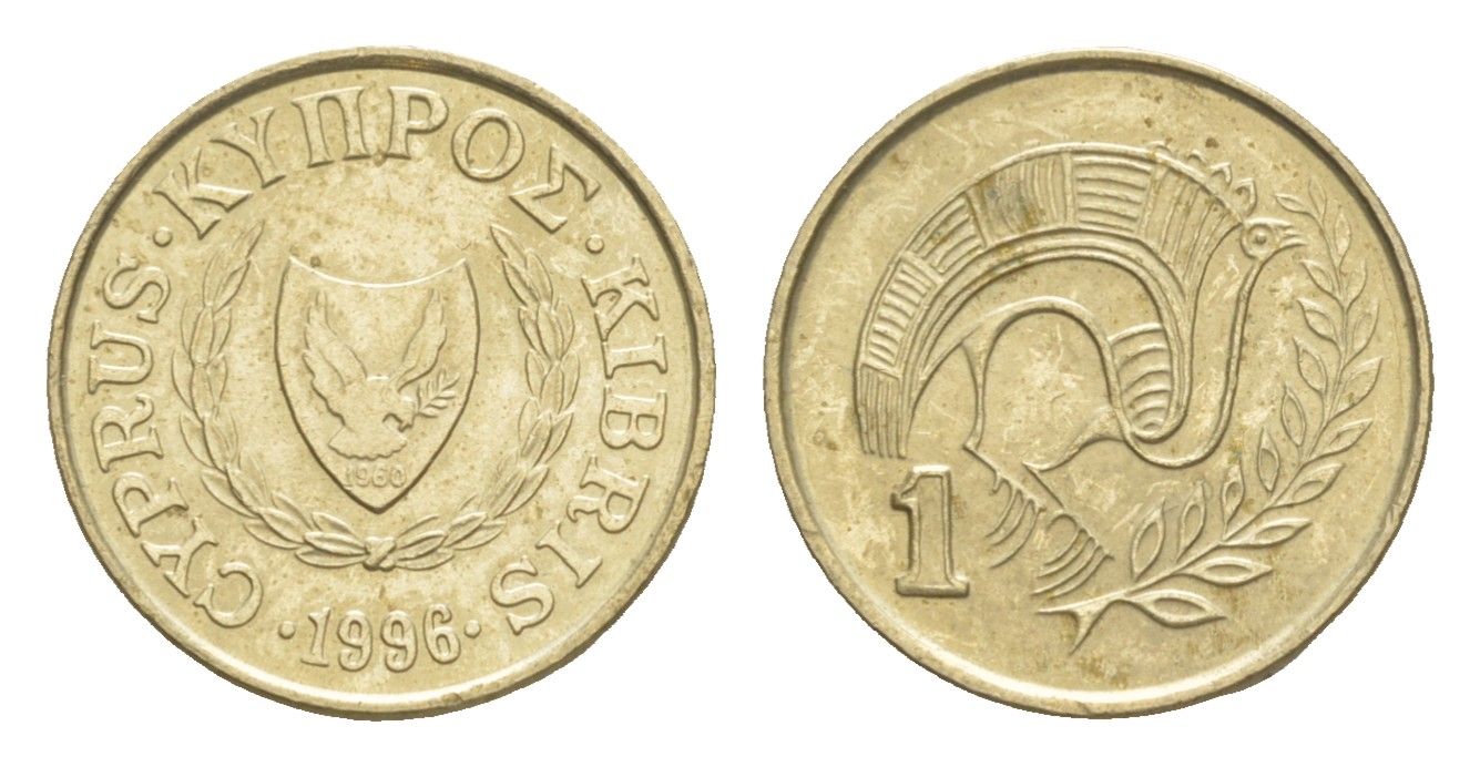 Кипр 1 цент 1996 KM 53.3 никель латунь UNC 4649-1145