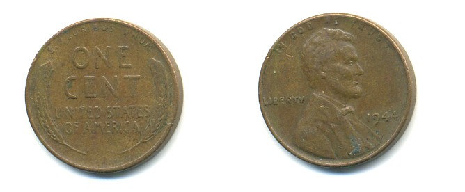 США 1 ЦЕНТ 1944 ЛИНКОЛЬН KM А132 медь цинк 76-159