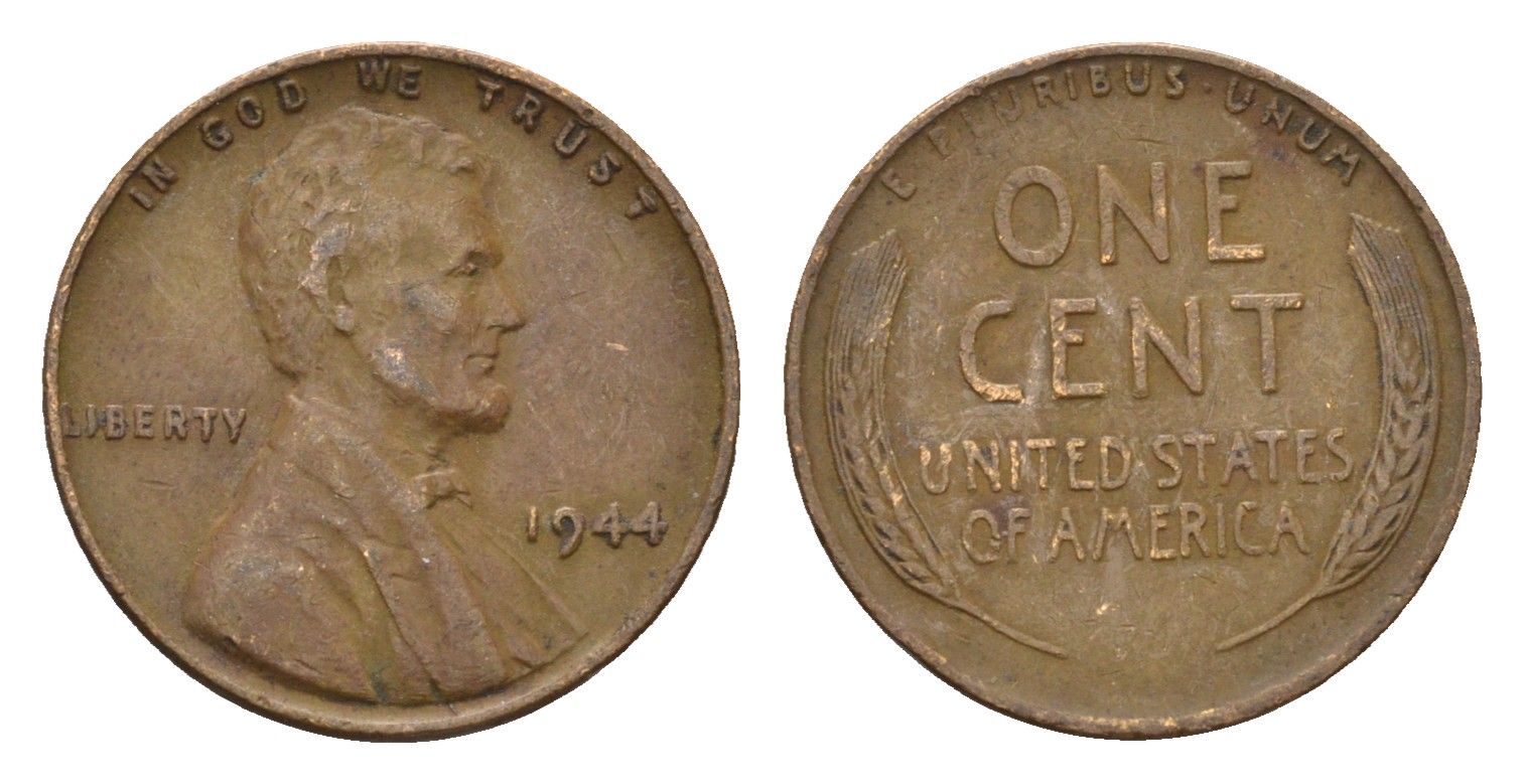 США 1 цент 1944 Линкольн KM A132 латунь 4674-714