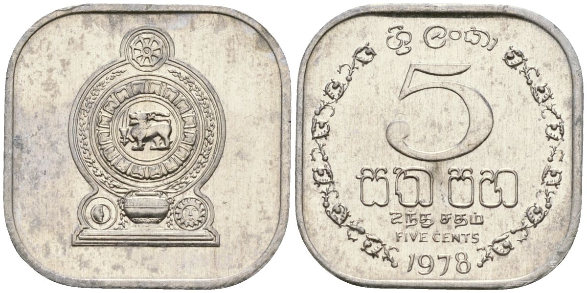 Шри-Ланка 5 центов 1978 KM 139a алюминий 4136-549
