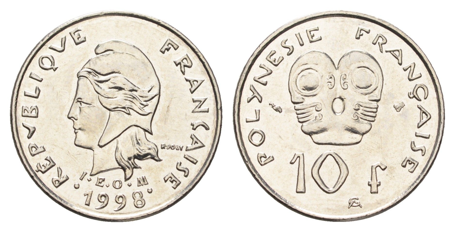 Французская Полинезия 10 франков 1998 KM 8 никель UNC 4666-522