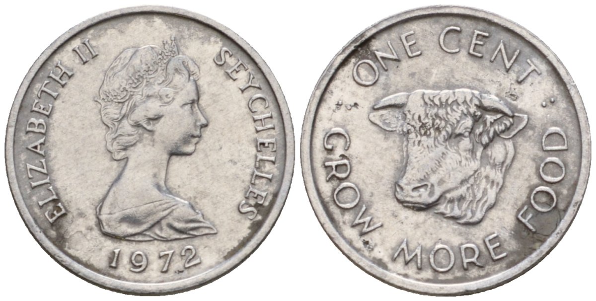 Сейшельские острова 1 цент 1972 ФАО KM 17 алюминий 4602-233