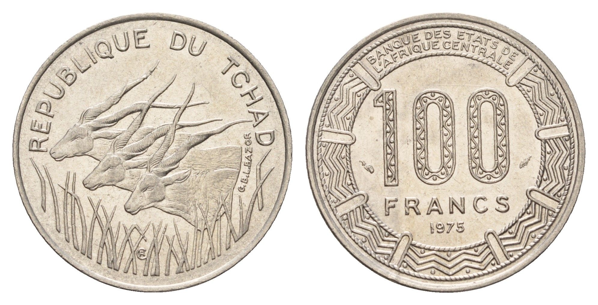 Чад 100 франков 1975 KM 3 никель aUNC 4127-1844