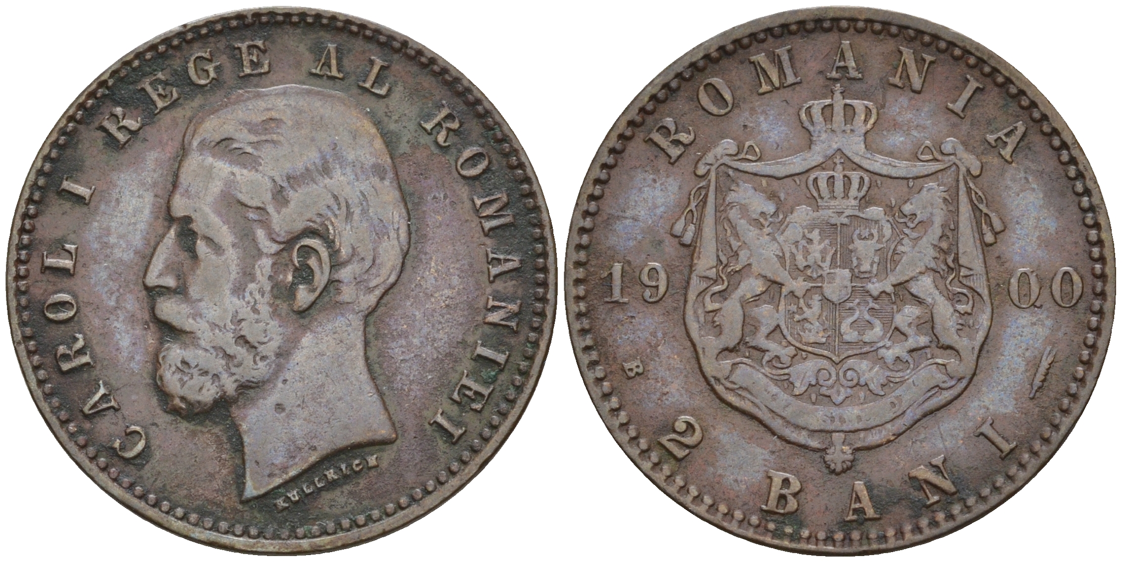 Румыния 2 бани 1900 В, Кароль I (1881-1914) KM 27 медь 4608-134