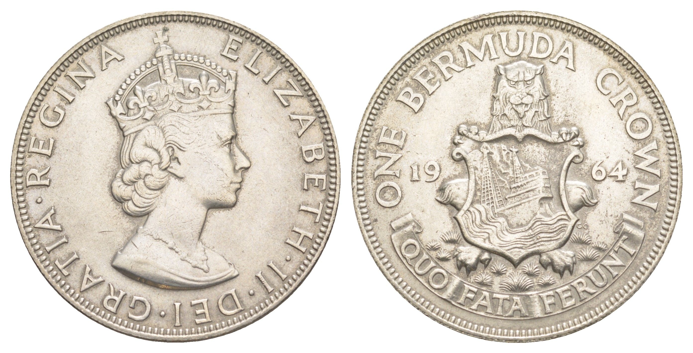 Бермудские острова (Бермуды) 1 крона 1964 KM 14 серебро 3711-115