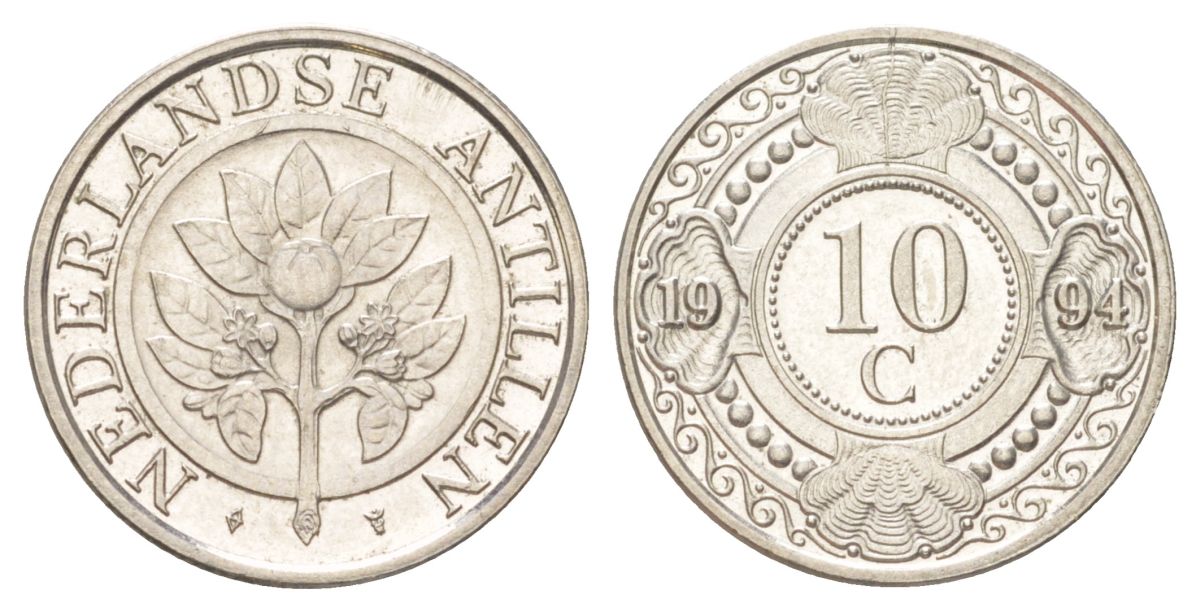 Нидерландские Антильские острова (Нидерландские Антилы) 10 центов 1994 KM 34 сталь плакированная никелем UNC 4625-528