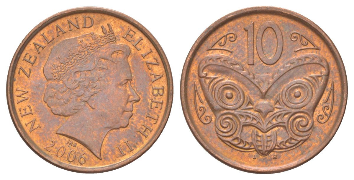 Новая Зеландия 10 центов 2006 KM 117a сталь плакированная медью aUNC 4627-839