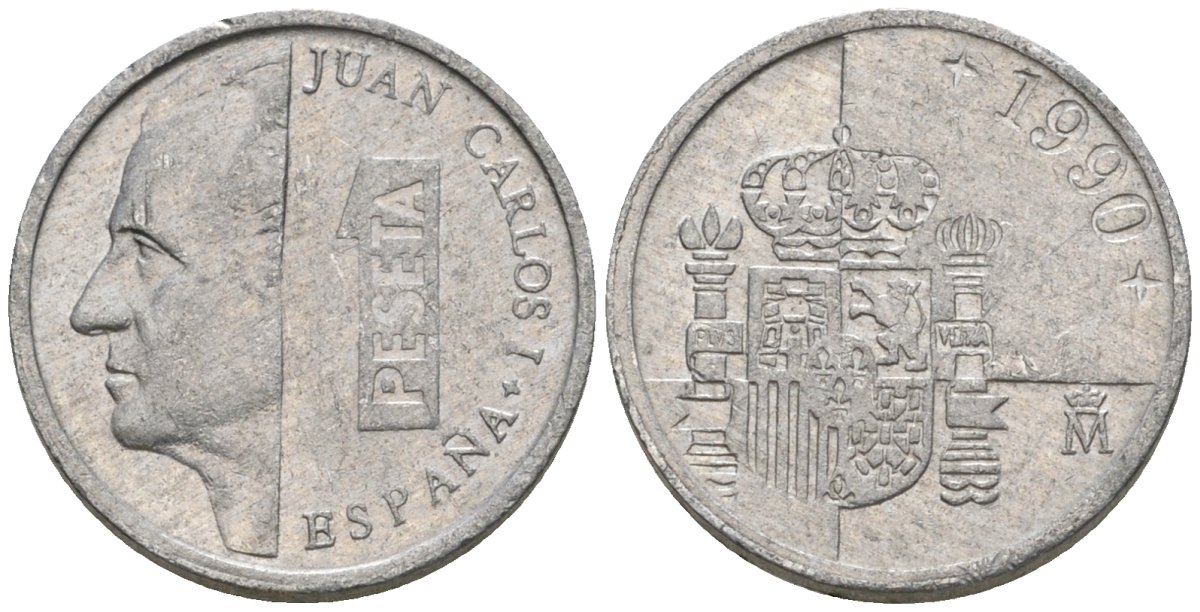 Испания 1 песета 1990 M, Хуан Карлос I (1975-2014) KM 832 алюминий 4602-1143
