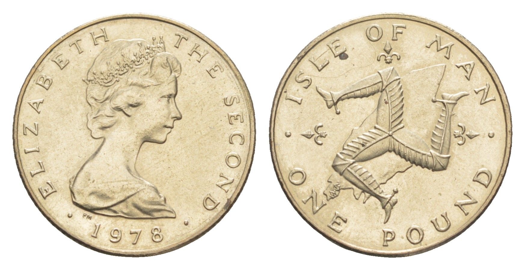 Остров Мэн 1 фунт 1978 PM, Елизавета II (1952-2022) KM 44 вирениум aUNC 4651-363