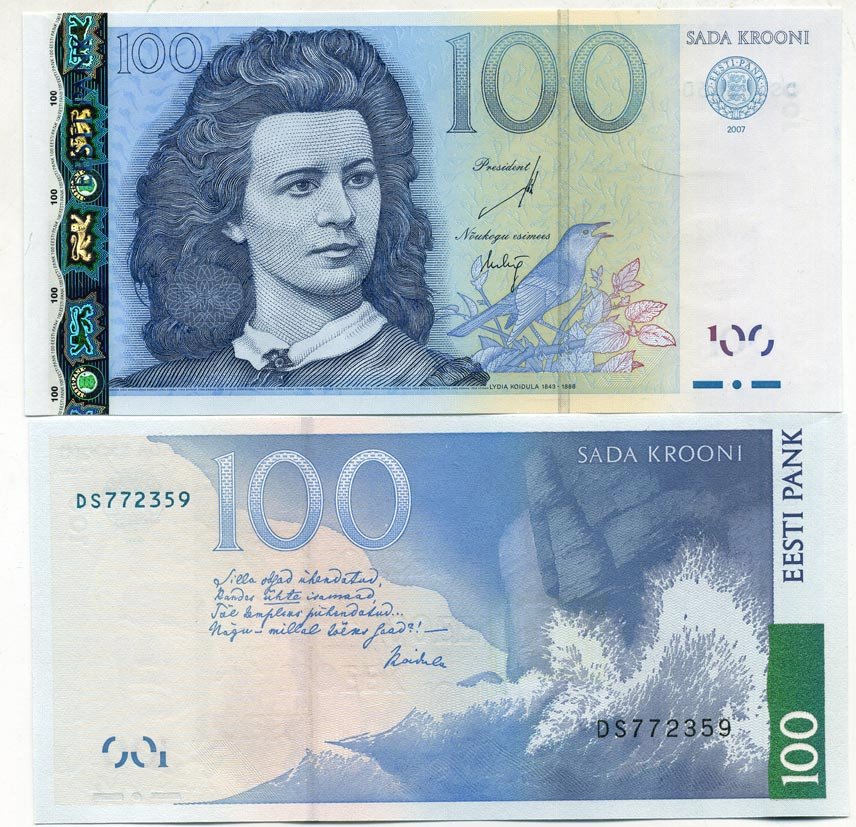 ЭСТОНИЯ 100 КРОН 2007 Pick 88b, Сергеев 26 бумага UNC (ПРЕСС) 450-129-2