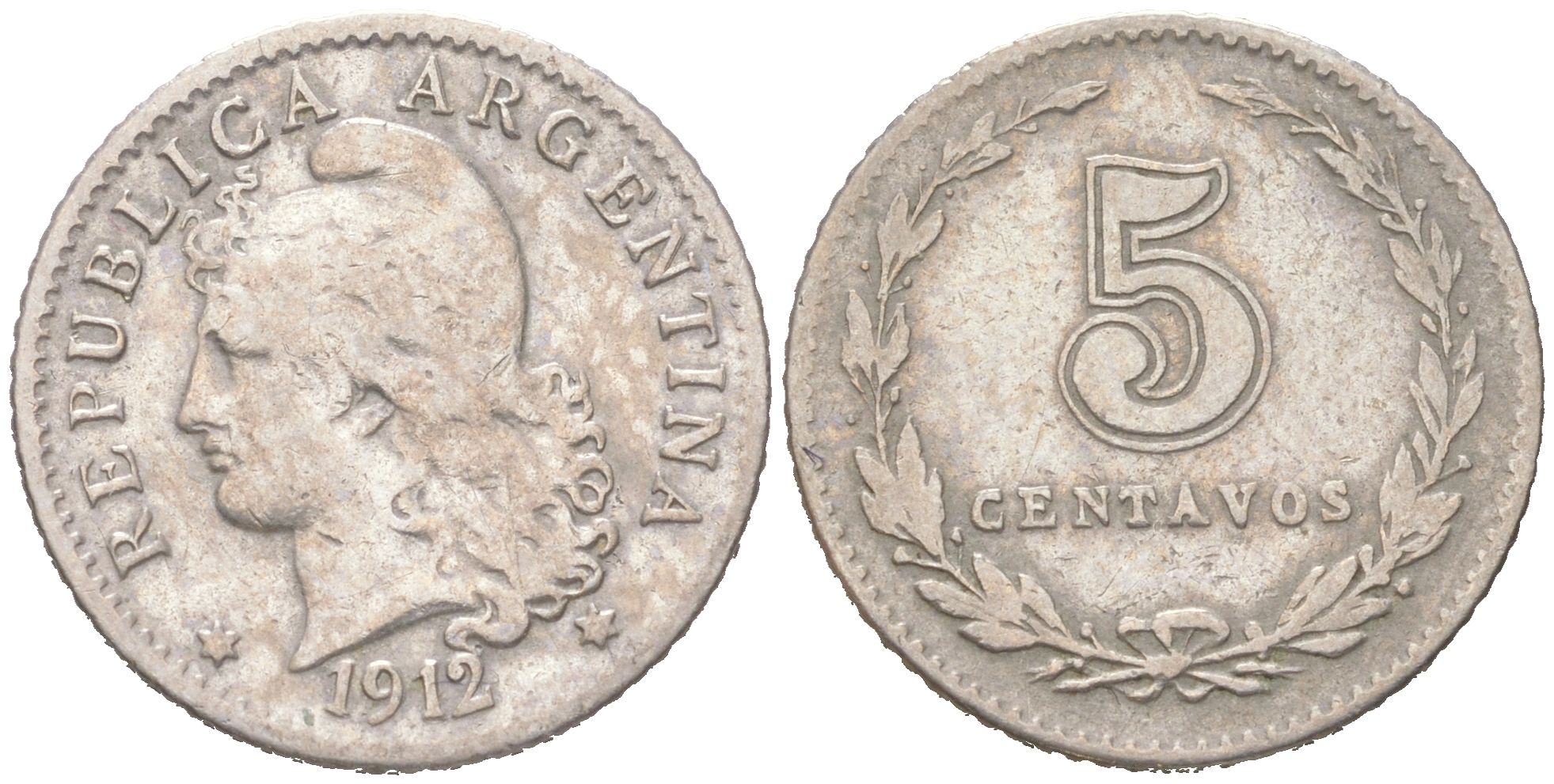 Аргентина 5 сентаво 1912 KM 34 медно-никель 4621-1036