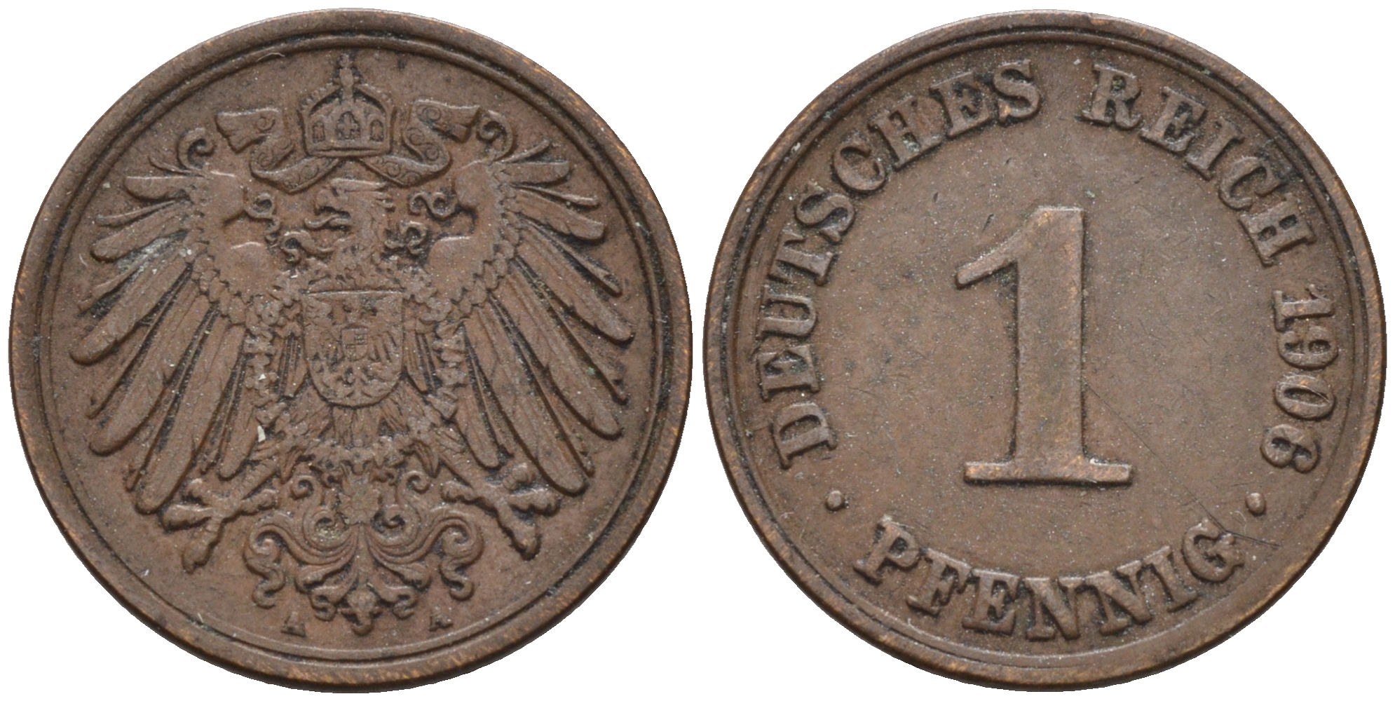 Германия 1 пфенниг 1906 А KM 10, J. 10 бронза    4594-1113
