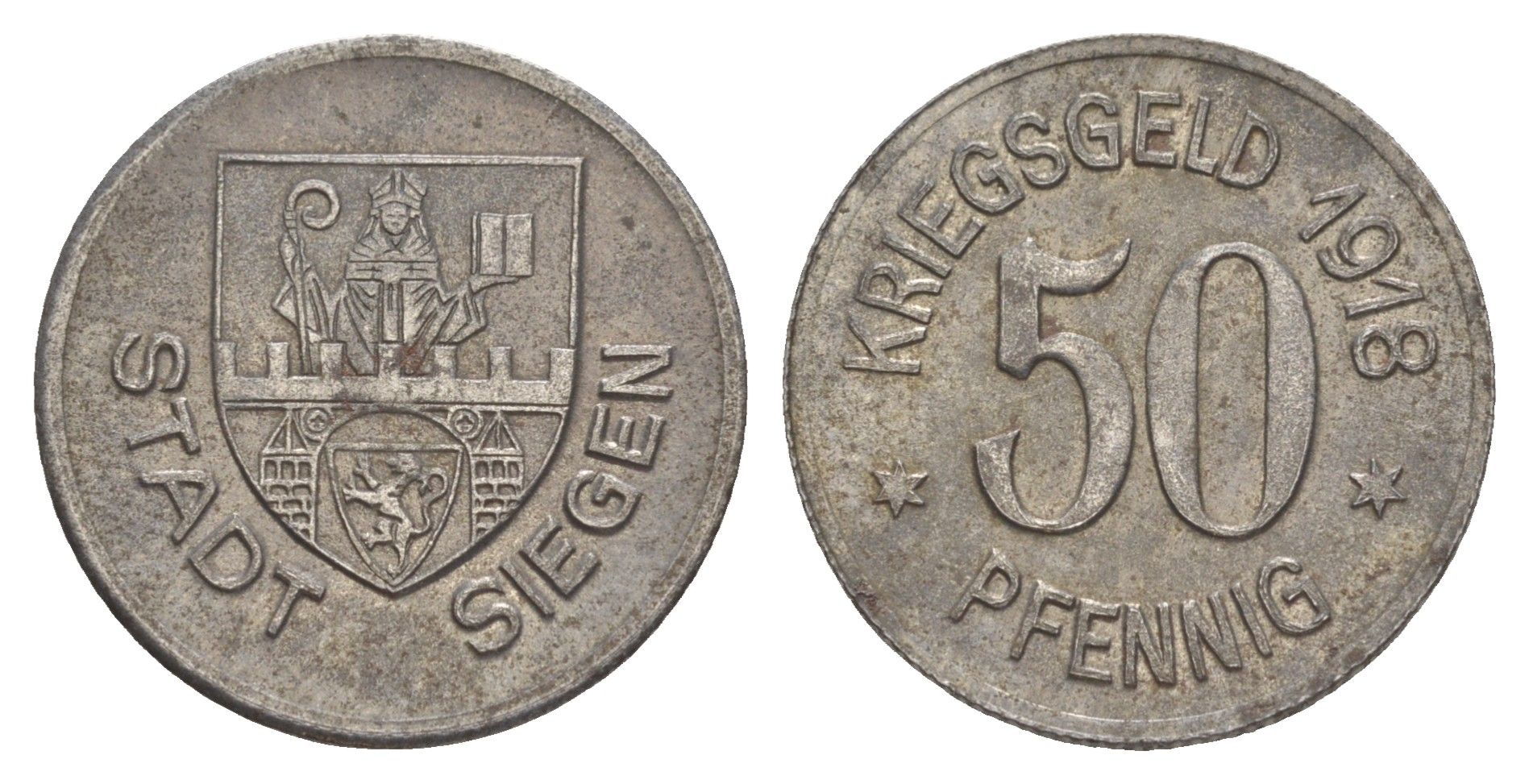 Зиген 50 пфеннигов 1918 Funck 497.5, Men18 29332.6 железо 4637-1237