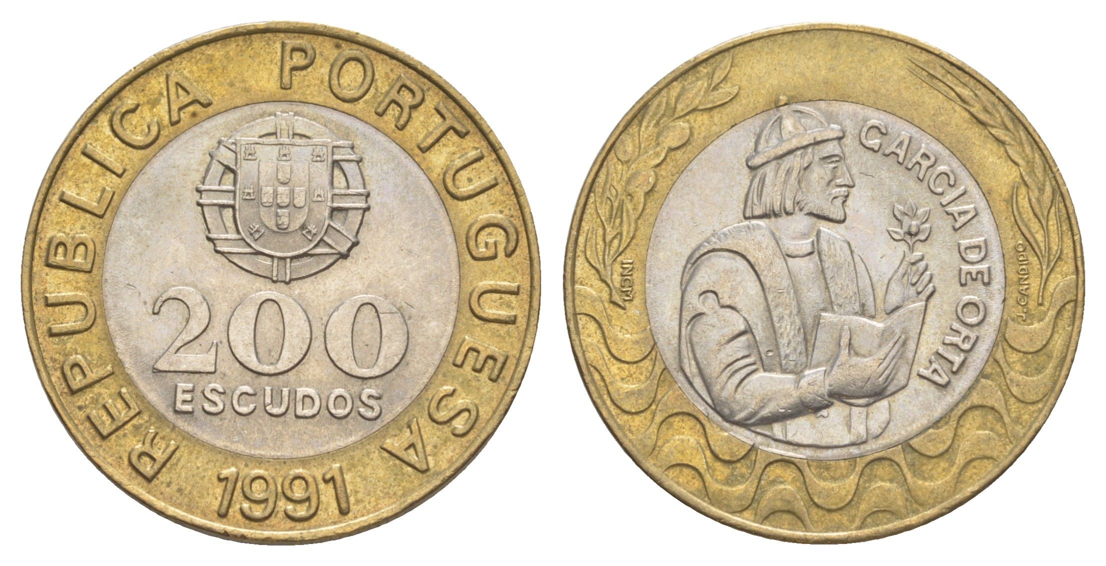 Португалия 200 эскудо 1991 Гарсия Де Орта (1501-1568) KM 655 биметалл 4393-133