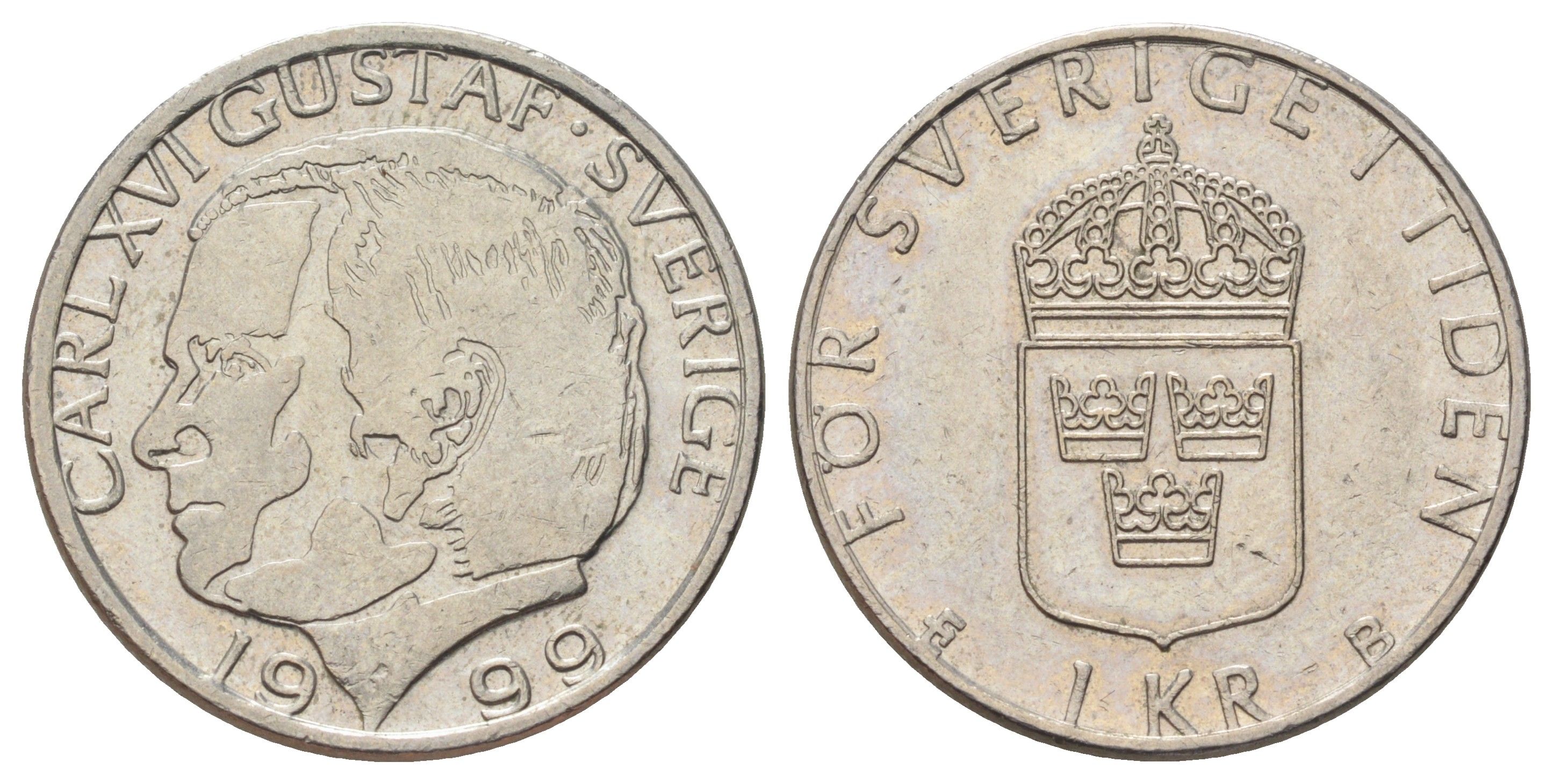 Швеция 1 крона 1999 Карл XVI Густав (1973-) KM 852a медно-никель 4671-352