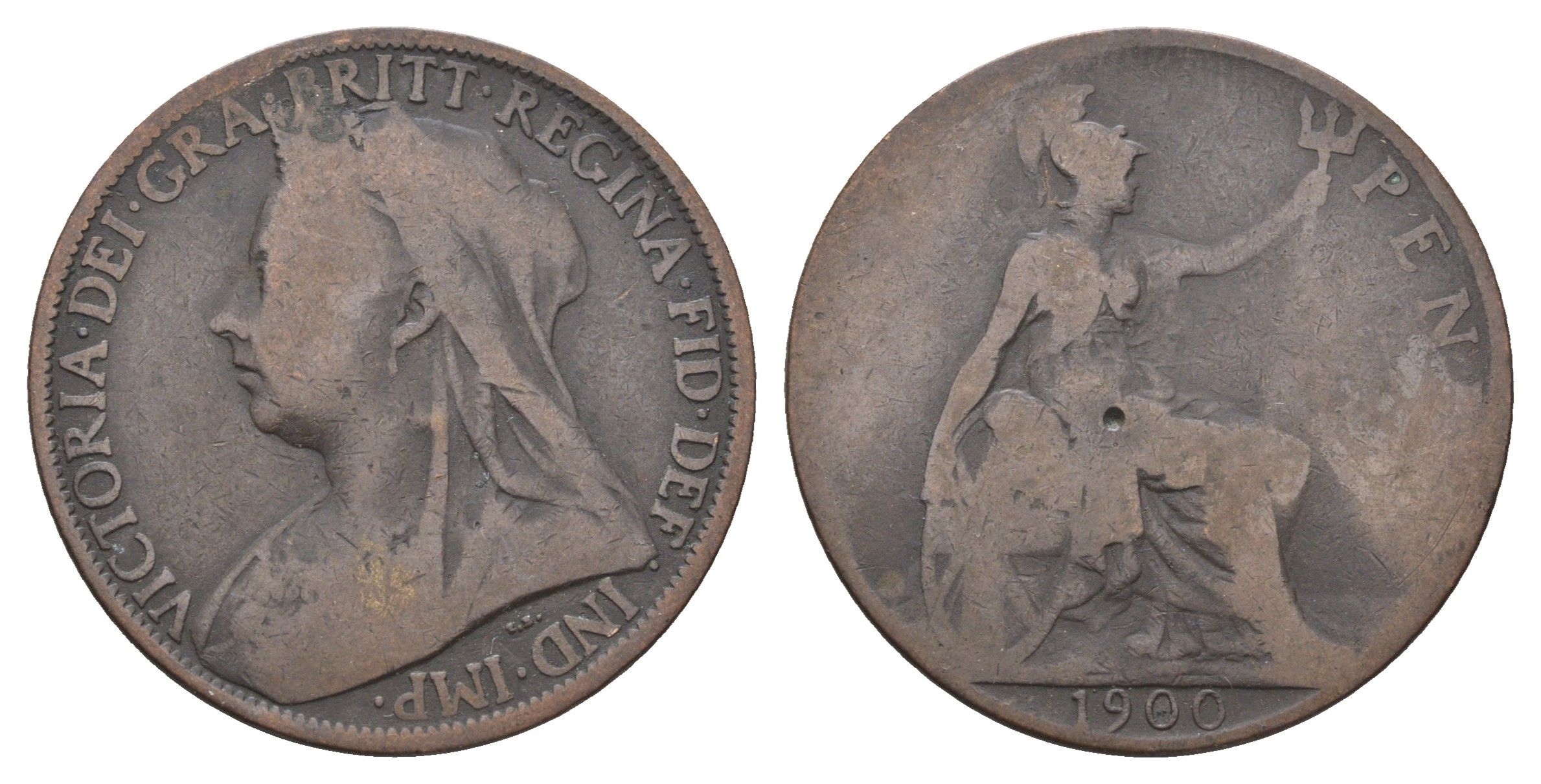 Великобритания 1 пенни 1900 Виктория (1837-1901) KM 790, Spink 3961 бронза 4661-433